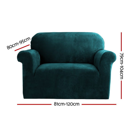 Artiss Sofa Cover Couch Covers 1 Seater Velvet Agate Green.