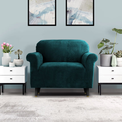 Artiss Sofa Cover Couch Covers 1 Seater Velvet Agate Green.