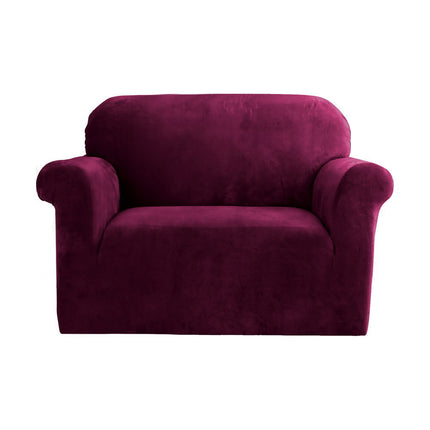 Artiss Sofa Cover Couch Covers 1 Seater Velvet Ruby Red.