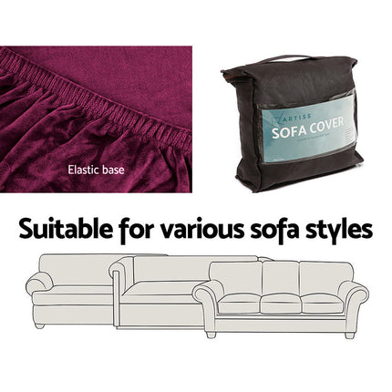 Artiss Sofa Cover Couch Covers 1 Seater Velvet Ruby Red.