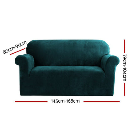 Artiss Sofa Cover Couch Covers 2 Seater Velvet Agate Green.