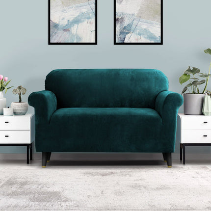 Artiss Sofa Cover Couch Covers 2 Seater Velvet Agate Green.