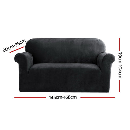 Artiss Sofa Cover Couch Covers 2 Seater Velvet Black.