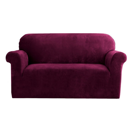 Artiss Sofa Cover Couch Covers 2 Seater Velvet Ruby Red.