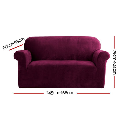 Artiss Sofa Cover Couch Covers 2 Seater Velvet Ruby Red.