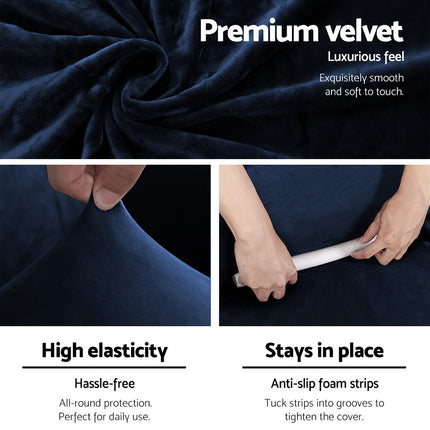Artiss Sofa Cover Couch Covers 2 Seater Velvet Sapphire.