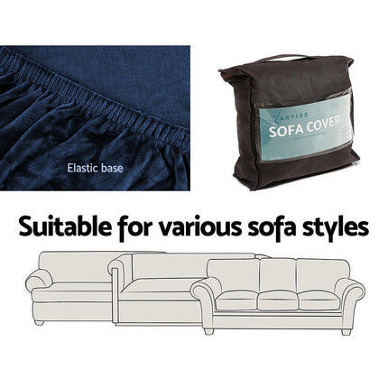 Artiss Sofa Cover Couch Covers 2 Seater Velvet Sapphire.