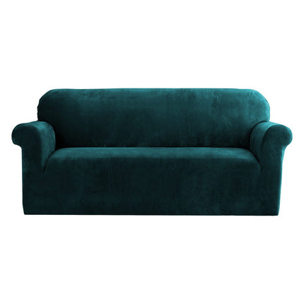 Artiss Sofa Cover Couch Covers 3 Seater Velvet Agate Green.
