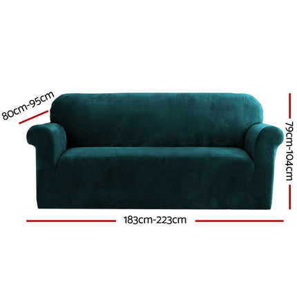Artiss Sofa Cover Couch Covers 3 Seater Velvet Agate Green.