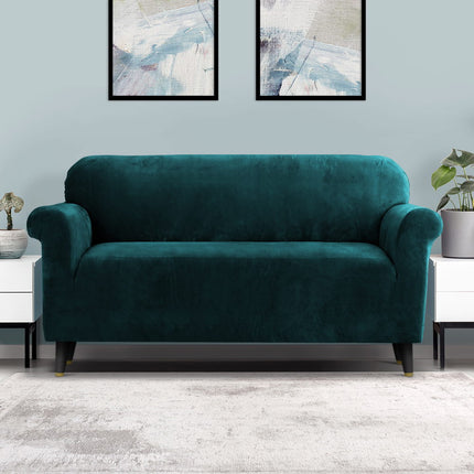 Artiss Sofa Cover Couch Covers 3 Seater Velvet Agate Green.