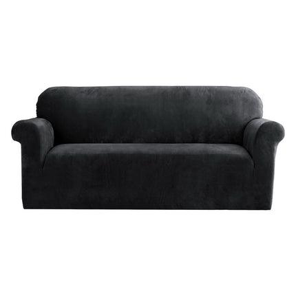 Artiss Sofa Cover Couch Covers 3 Seater Velvet Black.