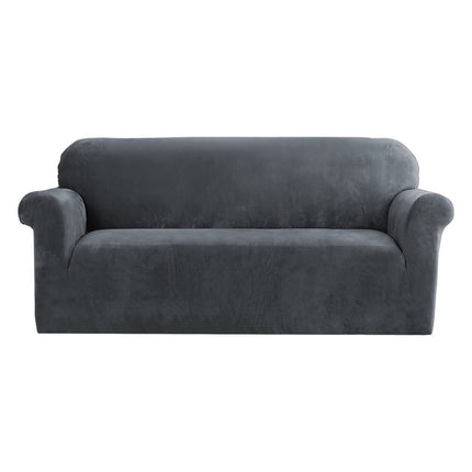 Artiss Sofa Cover Couch Covers 3 Seater Velvet Grey.