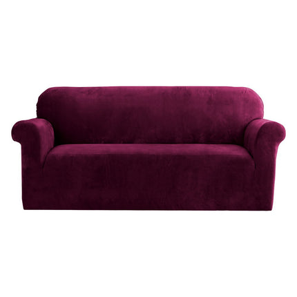 Artiss Sofa Cover Couch Covers 3 Seater Velvet Ruby Red.