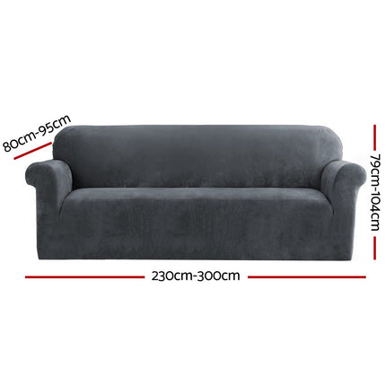 Artiss Sofa Cover Couch Covers 4 Seater Velvet Grey.