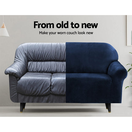 Artiss Sofa Cover Couch Covers 4 Seater Velvet Sapphire.