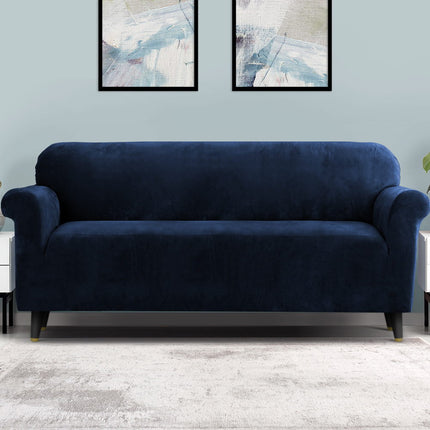 Artiss Sofa Cover Couch Covers 4 Seater Velvet Sapphire.