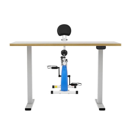 Artiss Under Desk Folding X-Bike with 140cm Automatic Standing Desk Magnetic Resistance Oak.