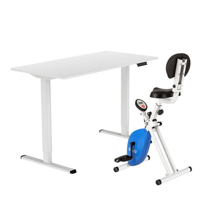 Artiss Under Desk Folding X-Bike with 120cm Automatic Standing Desk Magnetic Resistance White.