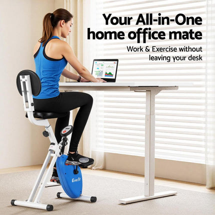 Artiss Under Desk Folding X-Bike with 120cm Automatic Standing Desk Magnetic Resistance White.