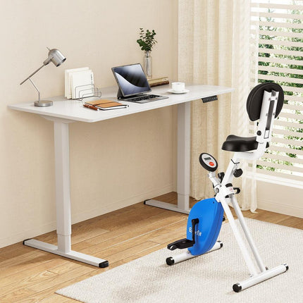 Artiss Under Desk Folding X-Bike with 120cm Automatic Standing Desk Magnetic Resistance White.