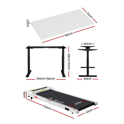 Artiss Treadmill with 120cm Automatic Standing Desk Electric Walking Pad.