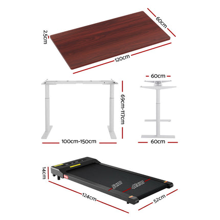 Artiss Treadmill with 120cm Automatic Standing Desk Electric Walking Pad.