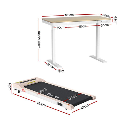 Artiss Electric Treadmill with 120cm Automatic Standing Desk Walking Pad 360mm.