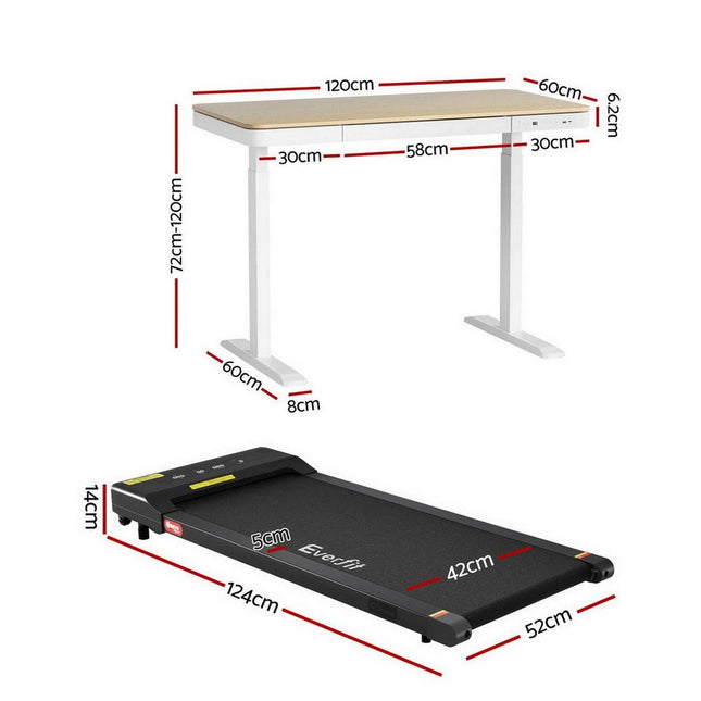 Artiss Electric Treadmill with 120cm Automatic Standing Desk Walking Pad 400mm.