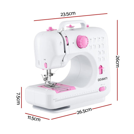 Devanti 12 Stitches Mini Sewing Machine for Beginners Portable Sewing Machine Kit with LED Lights.