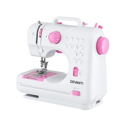 Devanti 12 Stitches Mini Sewing Machine for Beginners Portable Sewing Machine Kit with LED Lights.