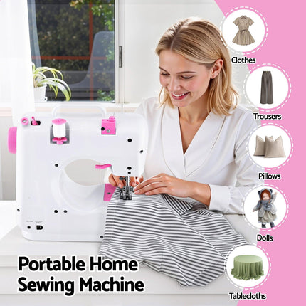 Devanti 12 Stitches Mini Sewing Machine for Beginners Portable Sewing Machine Kit with LED Lights.