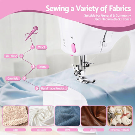 Devanti 12 Stitches Mini Sewing Machine for Beginners Portable Sewing Machine Kit with LED Lights.