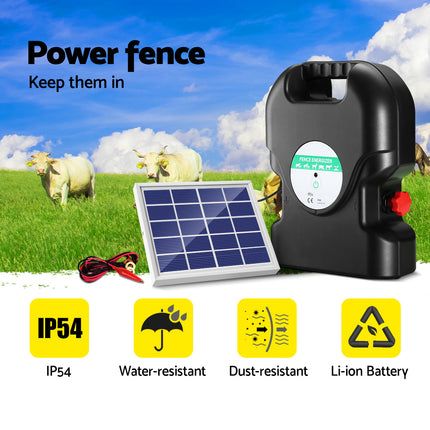 Giantz Fence Energiser 20KM Solar Powered 1.2J Electric.