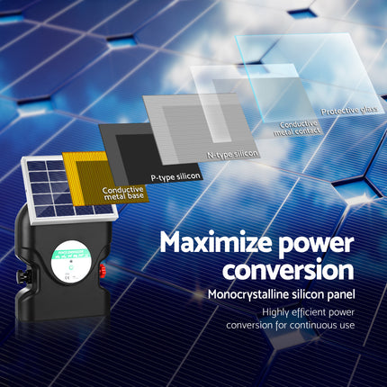 Giantz Fence Energiser 20KM Solar Powered 1.2J Electric.