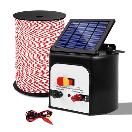 Giantz Fence Energiser 8KM Solar Powered Electric 500M Poly Rope.