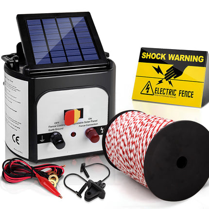 Giantz Fence Energiser 8KM Solar Powered Electric 500M Poly Rope.