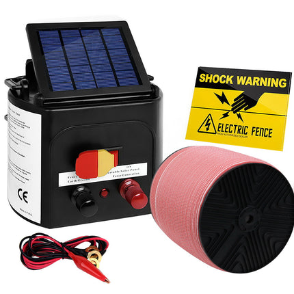 Giantz Fence Energiser 3KM Solar Powered Electric 1200M Poly Tape.