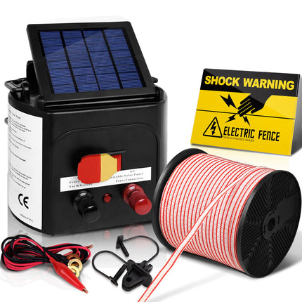 Giantz Fence Energiser 3KM Solar Powered Electric 400M Poly Tape Insulator.
