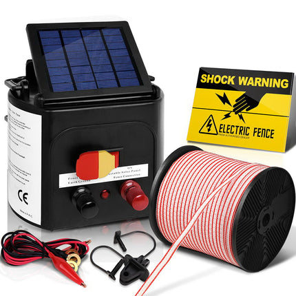 Giantz Fence Energiser 5KM Solar Powered Electric 400M Poly Tape Insulator.