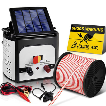 Giantz Fence Energiser 8KM Solar Powered Electric 400M Poly Tape Insulator.