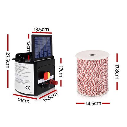 Giantz Fence Energiser 5KM Solar Powered Electric 500M Poly Wire Insulator.