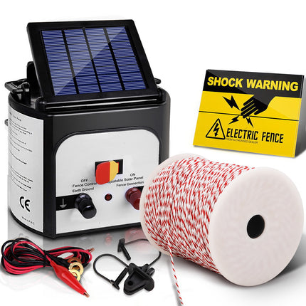 Giantz Fence Energiser 8KM Solar Powered Electric 500M Poly Wire Insulator.