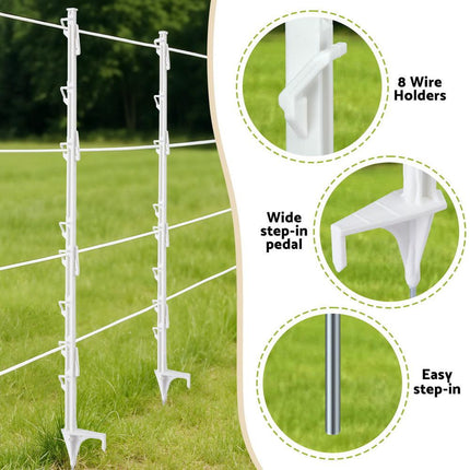 Giantz Electric Fence Posts 20pcs Electric Fence Poly White.