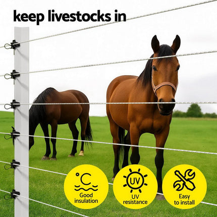 Giantz Electric Fence Insulators 200pcs Pinlock Black.