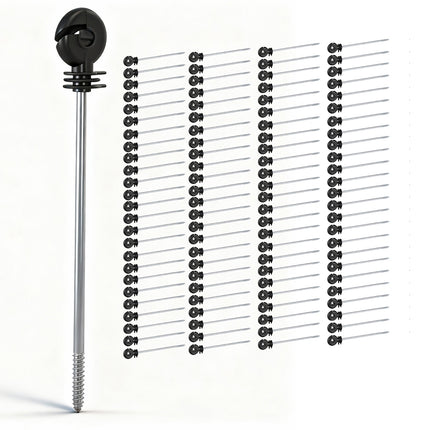 Giantz Electric Fence Ring Insulators 100pcs Stand off Screw in Insulator Black.