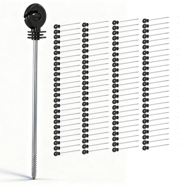 Giantz Electric Fence Ring Insulators 100pcs Stand off Screw in Insulator Black.