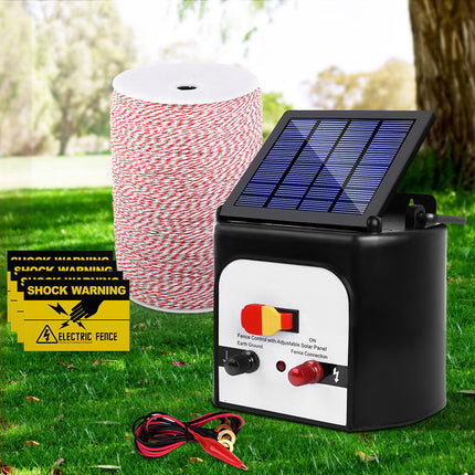 Giantz Fence Energiser 8KM Solar Powered Electric 2KM Poly Wire.