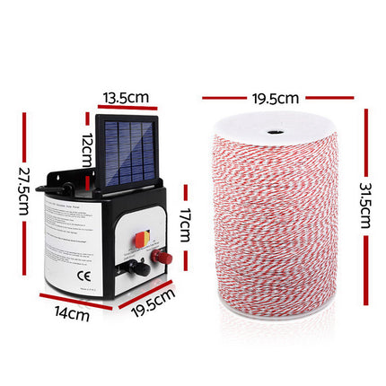 Giantz Fence Energiser 8KM Solar Powered Electric 2KM Poly Wire.