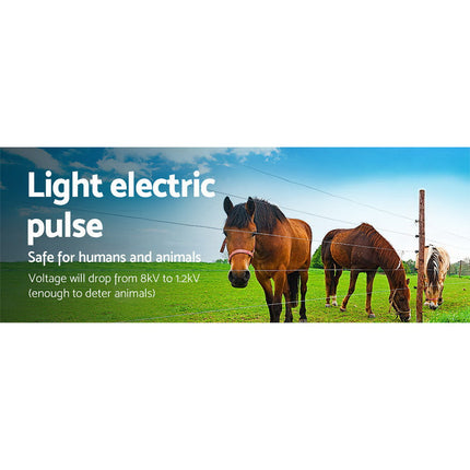Giantz Fence Energiser 8KM Solar Powered Electric 2KM Poly Wire.