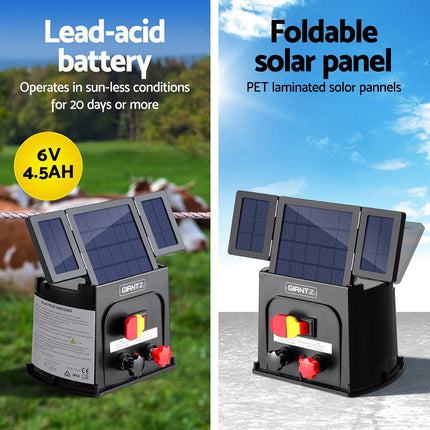 Giantz 8km Electric Fence Energiser PET Solar Energizer 0.3J.